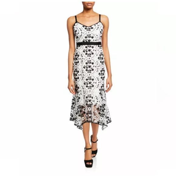 Nanette Lepore Size 2 Black & White Floral Applique Lace Slip Dress - Picture 11 of 11